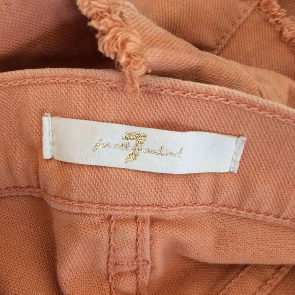 7 For All Mankind Denim Jean Shorts Carlie Metallic Mid Rise Cut Off - Picture 9 of 9